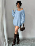 Autumn And Winter New V Collar Wear Loose Lazy Breeze Knitted Sweater