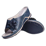 Summer New Slope With Flower Fish Mouth Large-Size Slippers Car Sewing Hollow Women's Leisure Cold