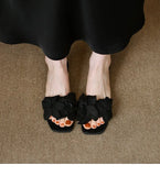 Summer New Leisure Flat Head Slippers Women Fashion Toe Red Half Slippers Beach