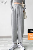 Women's Tracksuit Pants Elastic Waist Wide Leg Oversized Loose White Sweatpants Women Gray Baggy Joggers Autumn Long