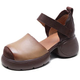 Thick-Soled Thick-Heeled Bag Head Sandals Women 2025 New Hand-Slope Heel Square Head Magic Stick Hollow Single