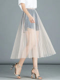 Zingj Seasons Can Wear A Single Mesh Skirt Lace Bottom Skirt With A Skirt Long High Waist-Length See-Through