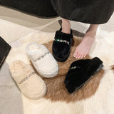 Head Half Slippers Women Wear 2025 New Autumn And Winter Home Thick Bottom Net Red Senior Sense Hair Hair