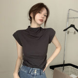 Lust Wind T-Shirt Girl In Chao Thai Style 2025 New Pink Shoulder Hottie Thin Tight Short-Sleeved