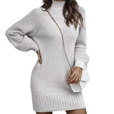 And Winter New Sweater Dress High-Necked Sweater Women Long-Sleeved Knitwear Dress