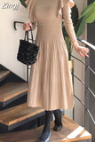 Woman Autumn Winter Ruffle Edge Knitted Sweater Dress Women Dresses 2023 New Modis Chic Ladies Womens Long Knit