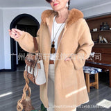 New Autumn And Winter Casual Hooded Real Fox Hair Collar Fashion Knitted Knitted Shirt Outside Fur Coat