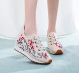 Zingj Shoes, Sports Shoes Autumn And Winter Leisure Walk Shoes Lace Embroidered Cloth Shoes Inside Heighten Women's