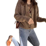 Coat Women's Autumn And Winter Loose Wear Complex 2025 New Short Top Knitted Cardigan