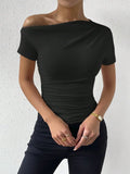 And Summer New Self-Healing Folding Irregular Short-Sleeved T-Shirt