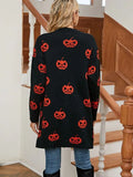 Sweater For Women's Casual Halloween Pumpkin Head With Long Coat Knitted
