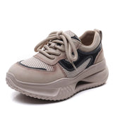 Layer Kraft Mesh Breathable Thick Base Old Dad Shoes 2025 Spring Sports Casual Shoes Women Comfortable Soft Sole Single