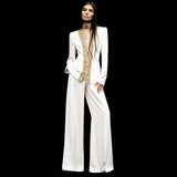New Fashion Heavy Industry Embroidered Lucide Nails Diamond Jacket Trouser Set Two
