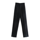 New Summer Style Straight Tube High Waist Shows Thin Solid Color Casual Pants
