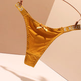 Thong Trousers Women's Letter Ice Silk Without Trace 2025 New Sports Fitness Trousers Bow Shorts