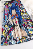 New Fashion Women Vintage Summer Party Pleated Casual Print A Line Skirts Robe Femme One Size Lastic Band Midi