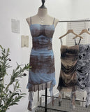 Shooting Sexy Sling Dress Girl Summer Babes Thin With Chest Cushion Lotion Side Ribbon Mesh Vest Dress