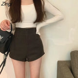 Women High Waist Trousers Solid A-line Vintage Korean Style Zipper Casual Fashion Sweatpants Summer Ins Sexy Ladies
