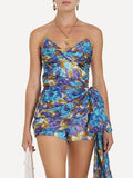 High-End Women's Sexy Breast-Wearing Bow Decorative Dress High-End Temperament Folded Chest Dress