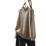 Retro Half-High Sweater Women Loose Large Plate Type 2025 Autumn And Winter Casual Knitted