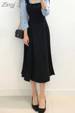 Slip Pleated Dress Women Korean Style A Line Slim Sleeveless Elegant Wrap Hip Dresses Office Ladies Dresses 2023