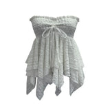 Shooting Holiday Wind Bra Strap With Bow Irregular Dress Loose Thin Short Sleeveless Top