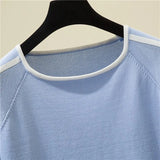 Mujer Short Sleeve 2023 Summer Blouse Thin Knitted Shirt Women Tops Woman Clothes Striped Fashion Shirt Femme