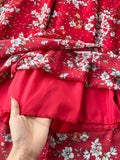 Women Floral Dress Vintage Red/Blue/Pink/White Sexy V-Neck Short Flare Sleeve High Waist Elegant A-Line Vestidos 2023