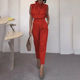 Zingj 2023 Summer New Personality Shoulder System Shows A Thin Waist Belt Decorative Pants Suit-Outfit