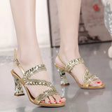 New Summer Diamond Sandals Women's Exposed Toe Sexy Diamond High-Heeled Crystal