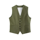 Summer Leisure Vest Set Linen-Blend Loose Vest + Shorts Set Women
