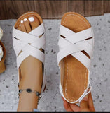 Asia Large-Size Cross-Band Exposed Toe Thick-Soled Sandals Women Magic Stick Hollow Loose Cake Beach Cool