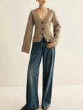 Casual Autumn/Winter Knitted Cardigan Solid Front Buckle With Simple Pocket Sweater