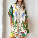 New Loose Leisure Shorts Fashion Print Daiss Short Sleeve Two