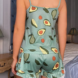 Women's Plus-Size Pajamas Print Casual Slip Nightdress Thin Home Clothing