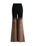 Zingj Jeans 2024 Summer New High Waist Color Splicing Show Thin Pants Personality Versatile Wide Leg Pants