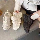 Thick-Bottomed Old Dad Shoes Women's 2025 Summer New Fashion Lace Casual Sports Single Shoes Pure Color Round Head Women's