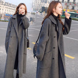 Coat Women's Long 2025 Autumn And Winter 2025 New Heben Popular Loose Over Knee Gray Thick