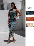 Zingj Summer New Women's Wear Elegant U-Neck Print Neck Dress