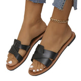 Light-And-Dip Flat-Bottomed Slippers Women Wear A Word Retro Beach Cool