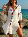 Women's Explosive Hand Hook Splicing Dress Open Sexy Long Dress Robe Beach Cover