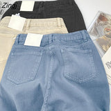 Jeans Women Retro Chic Loose Denim Trouser High Waisted All-match Spring Schoolgirls Bottom Basic Stretwear Harajuku