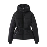 Women's Clothing Explosion With Belt Long-Sleeved Ski Cotton Jacket