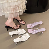 Women 2025 Summer New Sexy Leopard Fine And Cool Drag Square Fashion Wearing Slippers