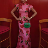 Women's New Sleeveless Casual Print Dress National Style Chinese Cheongsam