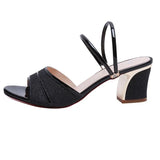 Summer New Women's Thick Heel With A Toe With Mother Wearing Gold Sand Slippers Children's