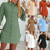 Zingj Style Autumn Fashion Long Sleeve Solid Color On Both Sides Of The Rope Dress