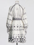 Fashion Temperament Casual Lantern Sleeve Skirt 2025 Summer New Design Printing Waist Short Dress Dress