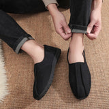 Zingj Men's Shoes Single Shoes / Cotton Shoes Fat Feet Large Size Canvas Father Shoes Father Shoes A Foot Pedal Casual Soft Sole