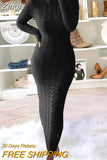 Women's Cable Knit Long Sweater Dress Crewneck Long Sleeve Solid Ribbed Bodycon Sweater Pullover Midi Jumper